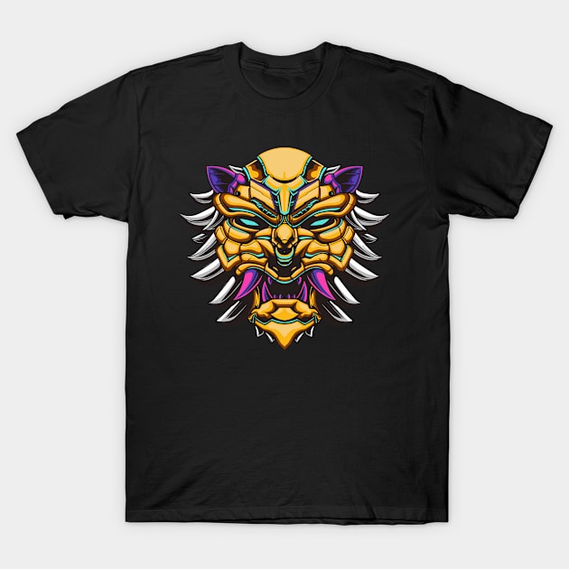 mecha tiger robot mask illustration T-Shirt by Invectus Studio Store